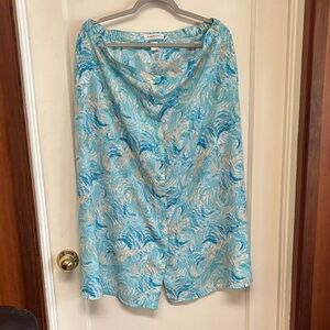 Christopher & Banks Blue and Tan Patterned Skirt